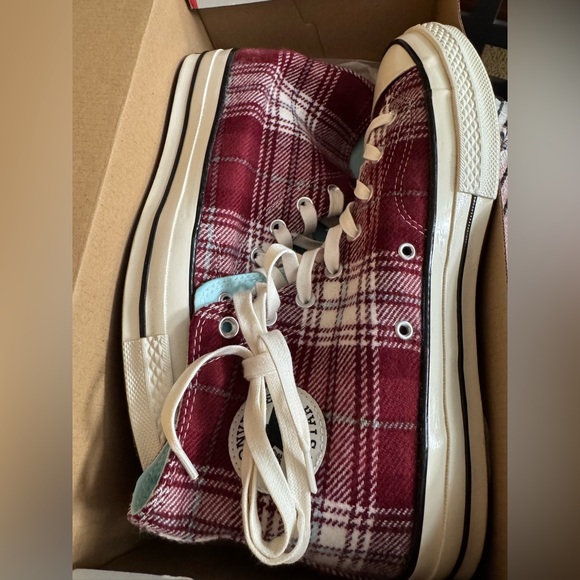 Converse Chuck 70 Burgundy Plaid High-Top Sneakers size 10.5 - Picture 5 of 6